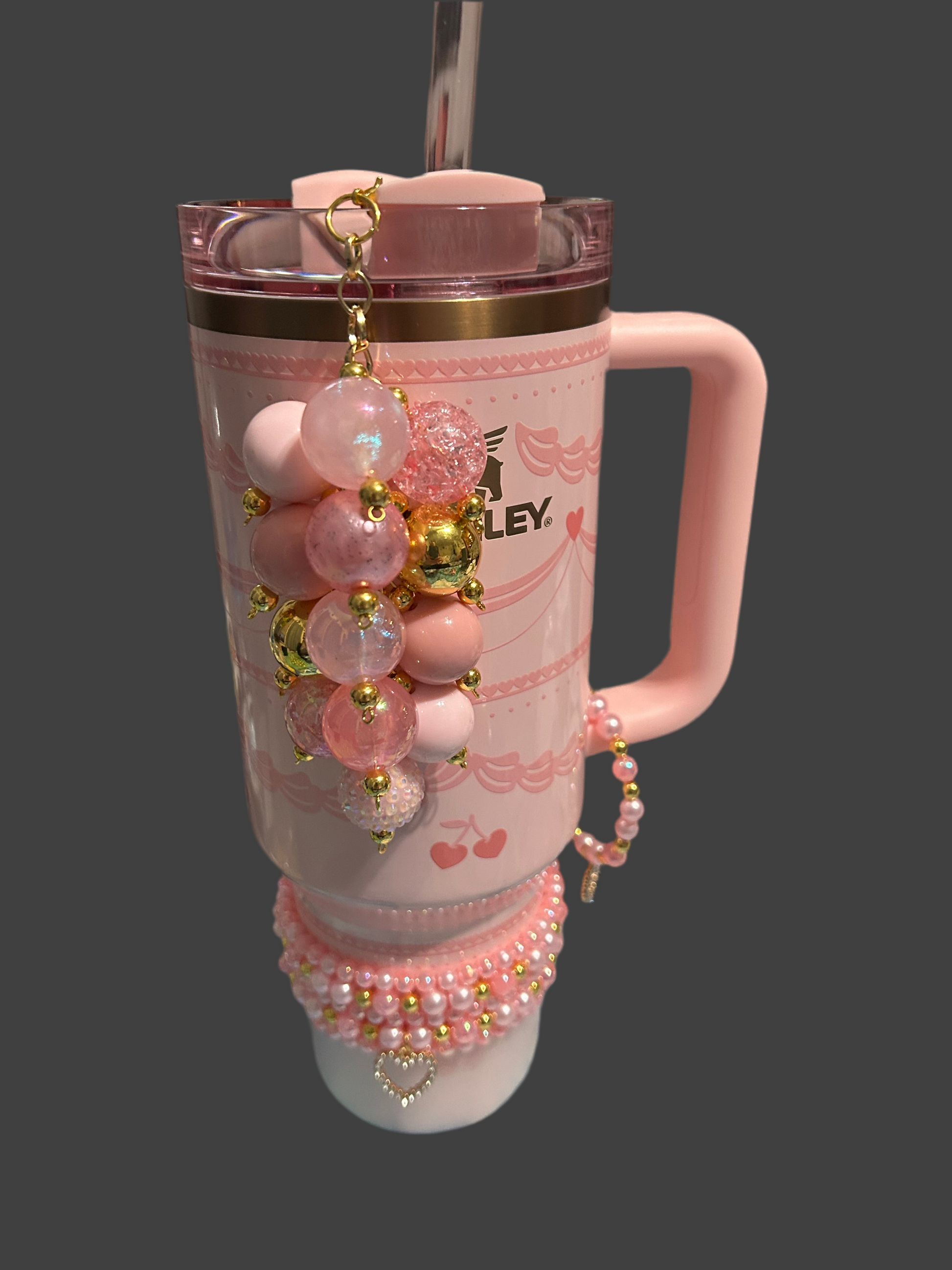 Pink Velvet Bauble Straw Charm