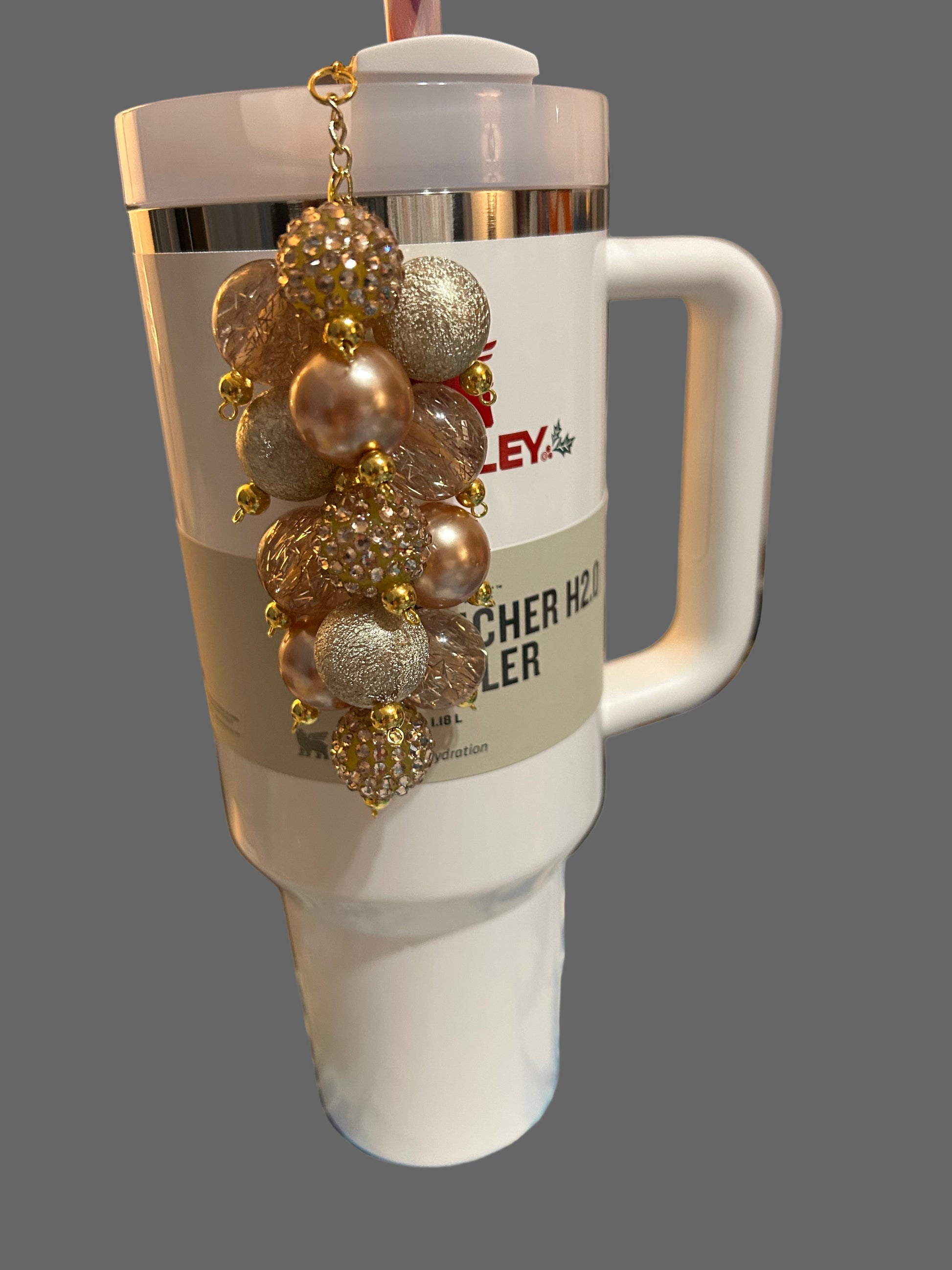 Champagne Bauble Straw Charm